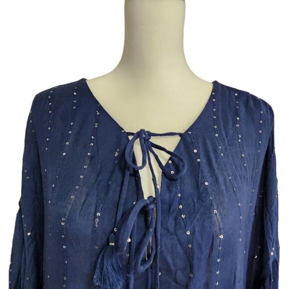 PilyQ Angelica Sequin Tunic Cover Up Island Blue‎ Size M/L - Picture 5 of 8